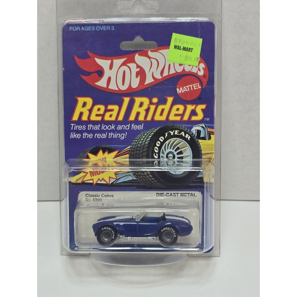 1982 Hot Wheels Real Riders CLASSIC COBRA Blue Gray Wheels #4369 W Protector